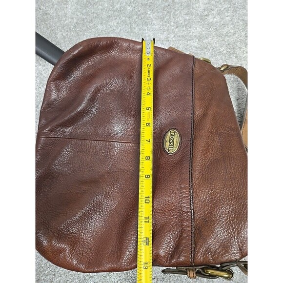 Fossil Long Live Cowhide Leather Fold Over Shoulder/Crossbody Bag Brown VINTAGE - Picture 10 of 11